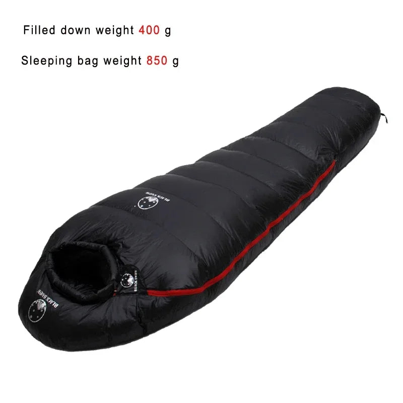 Very Warm White Goose Down Filled Adult Mummy Style Sleeping Bag Fit for Winter Thermal 4 Kinds of Thickness Camping Travel