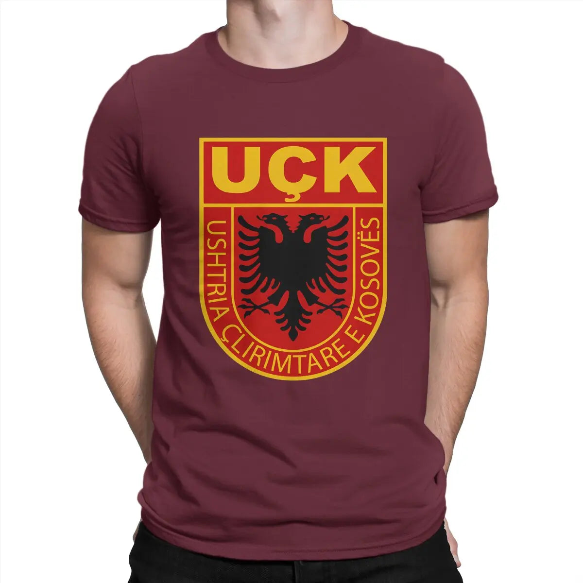 Uck T-Shirt for Men Albanian Eagle Humorous Pure Cotton Tee Shirt O Neck Short Sleeve T Shirts New Arrival Clothing