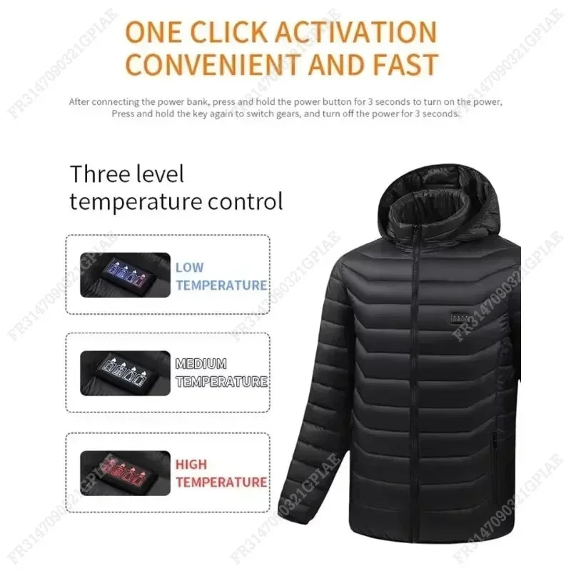 25 Areas Heated Jacket Men Women Winter Usb Electric Heating Parka Smart Heating Clothes New Snow Waterproof Down Cotton Coats