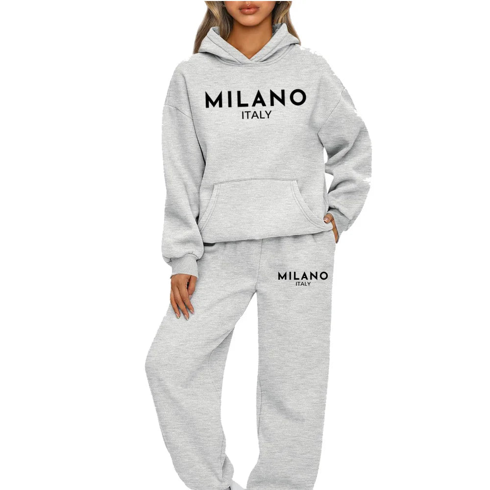 Woman Tracksuit Two Piece Set Winter Warm Hoodies+Pants Pullovers Sweatshirts Female Jogging Woman Clothing Sports Suit Outfits