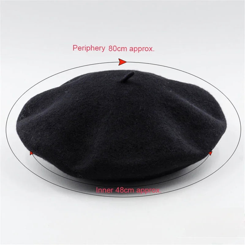 Vintage French Beret Cap for Women Autumn Winter Outdoor Berets Street Style Plain Cap Wool Warm Femme Girl's Beanie Hat Caps