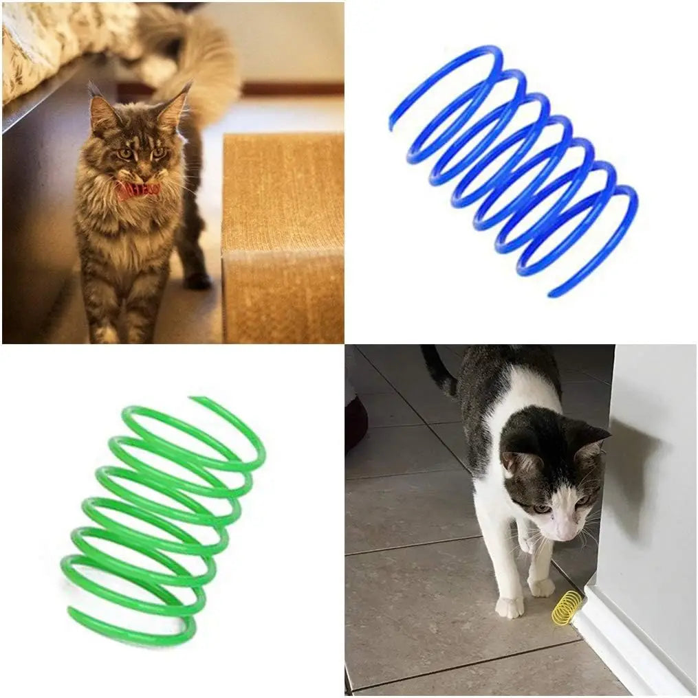 4/200Pcs Cat Spring Toy, Cat Spiral Toys Interactive for Indoor Colorful Cats Plastic Springs Coil for Kitten Hunting Swatting