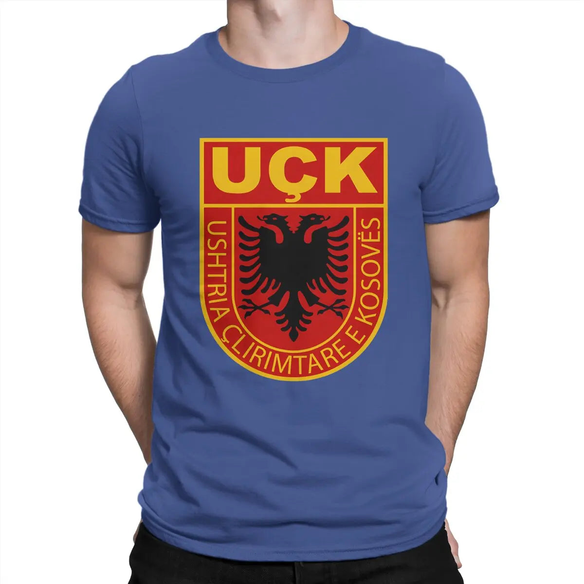 Uck T-Shirt for Men Albanian Eagle Humorous Pure Cotton Tee Shirt O Neck Short Sleeve T Shirts New Arrival Clothing
