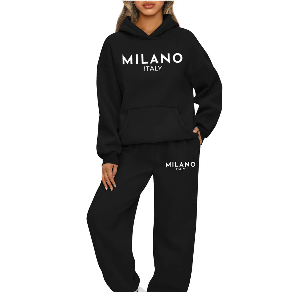 Woman Tracksuit Two Piece Set Winter Warm Hoodies+Pants Pullovers Sweatshirts Female Jogging Woman Clothing Sports Suit Outfits