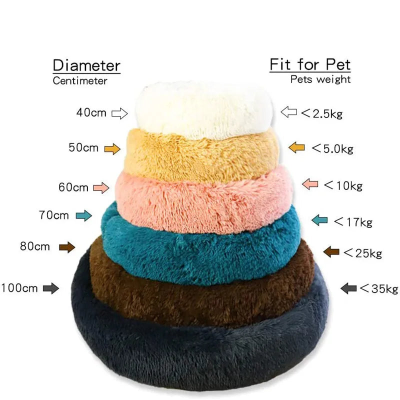 40-110cm Round Pet Bed for Large Dog Bed Super Soft Cat Bed Long Plush Dog House for Medium Dog House Winter Warm Sleeping