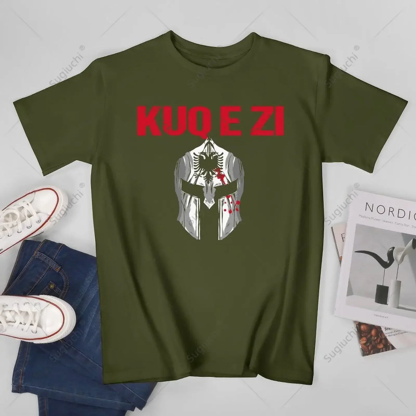 Unisex Men Albania Flag Albanian Kuq E Zi Shqipe Tshirt Tees T Shirts Women Boys 100% Cotton T-Shirt