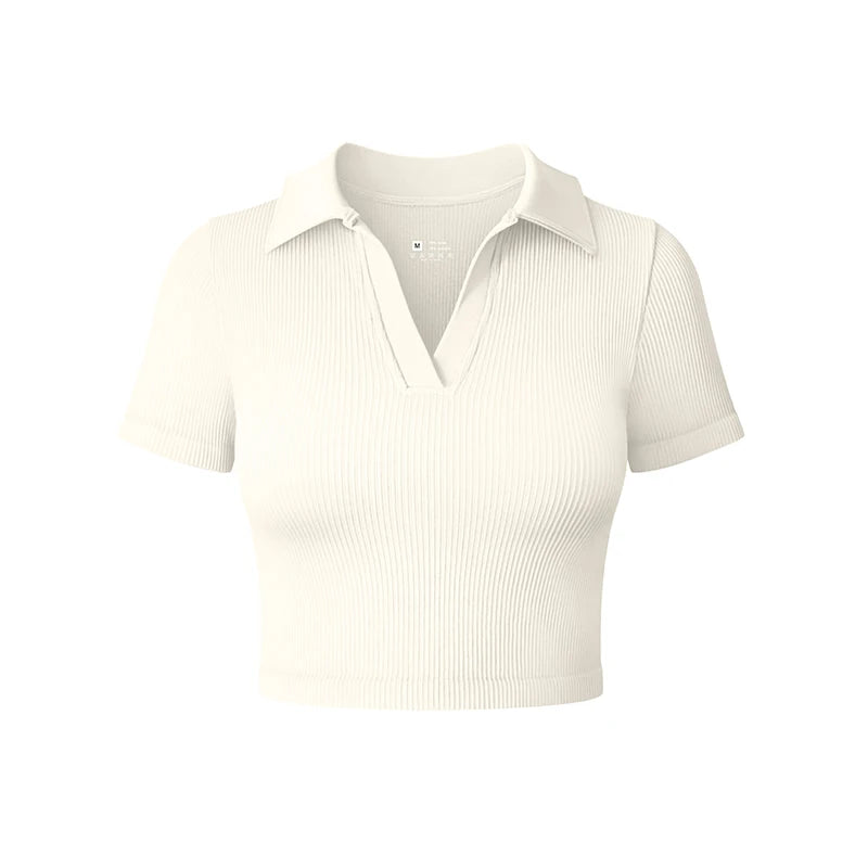 Women's T Shirt Sexy Short Sleeved Polo Shirt Casual Sports Tennis Shirt Tight Fit Fitness Yoga Top Ladies top