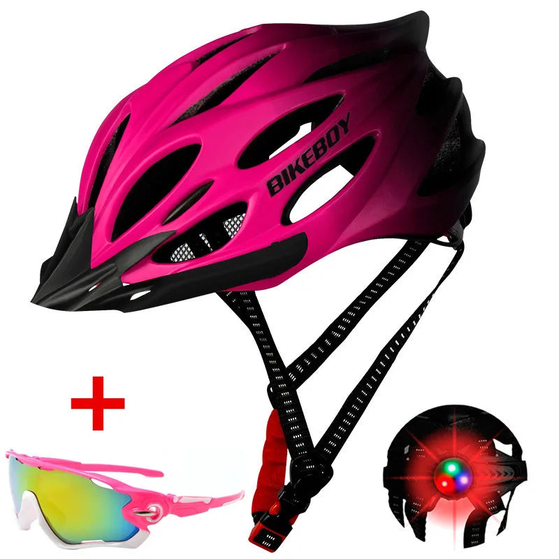 BIKEBOY Cycling Bicycle Helmet Ultralight Intergrally-molded Mountain Road Helmet Breathable Bike Safety Helmets with Taillight