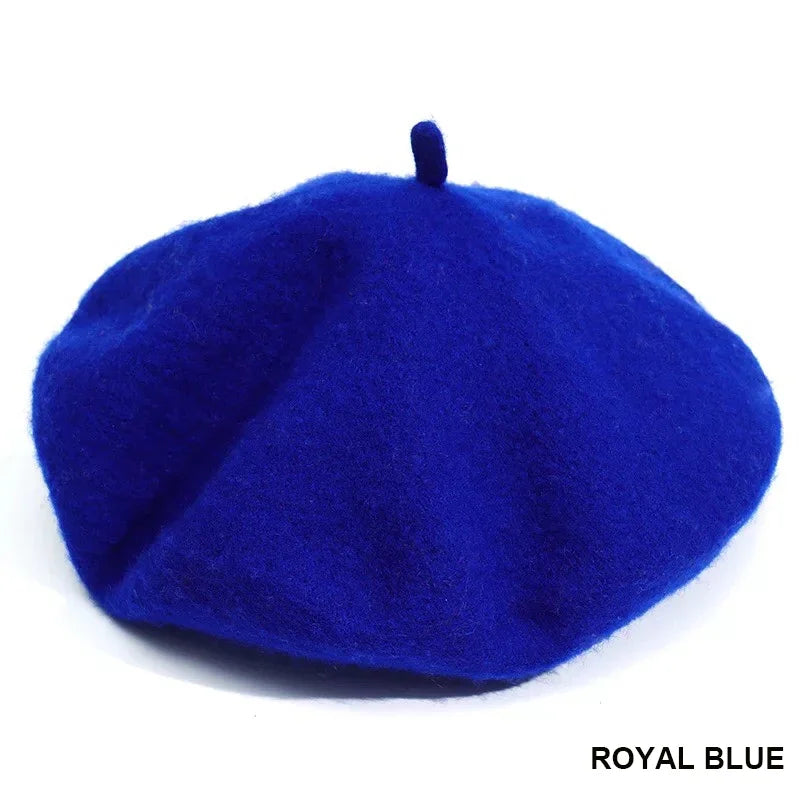 Vintage French Beret Cap for Women Autumn Winter Outdoor Berets Street Style Plain Cap Wool Warm Femme Girl's Beanie Hat Caps