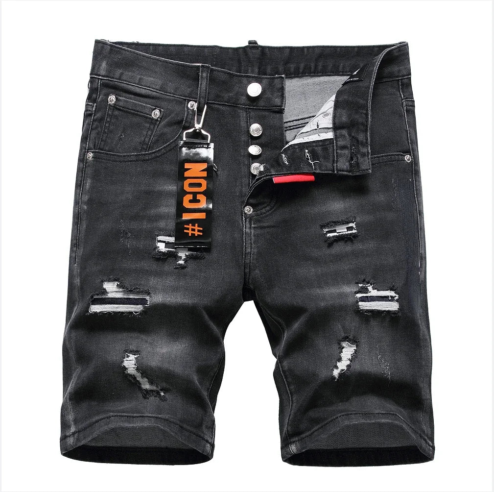 Dsq2 Mens Black Jeans Luxury Brands Male Street Slim Fit Pants Quality Summer Classic Denim Shorts Men Ripped Jeans D2