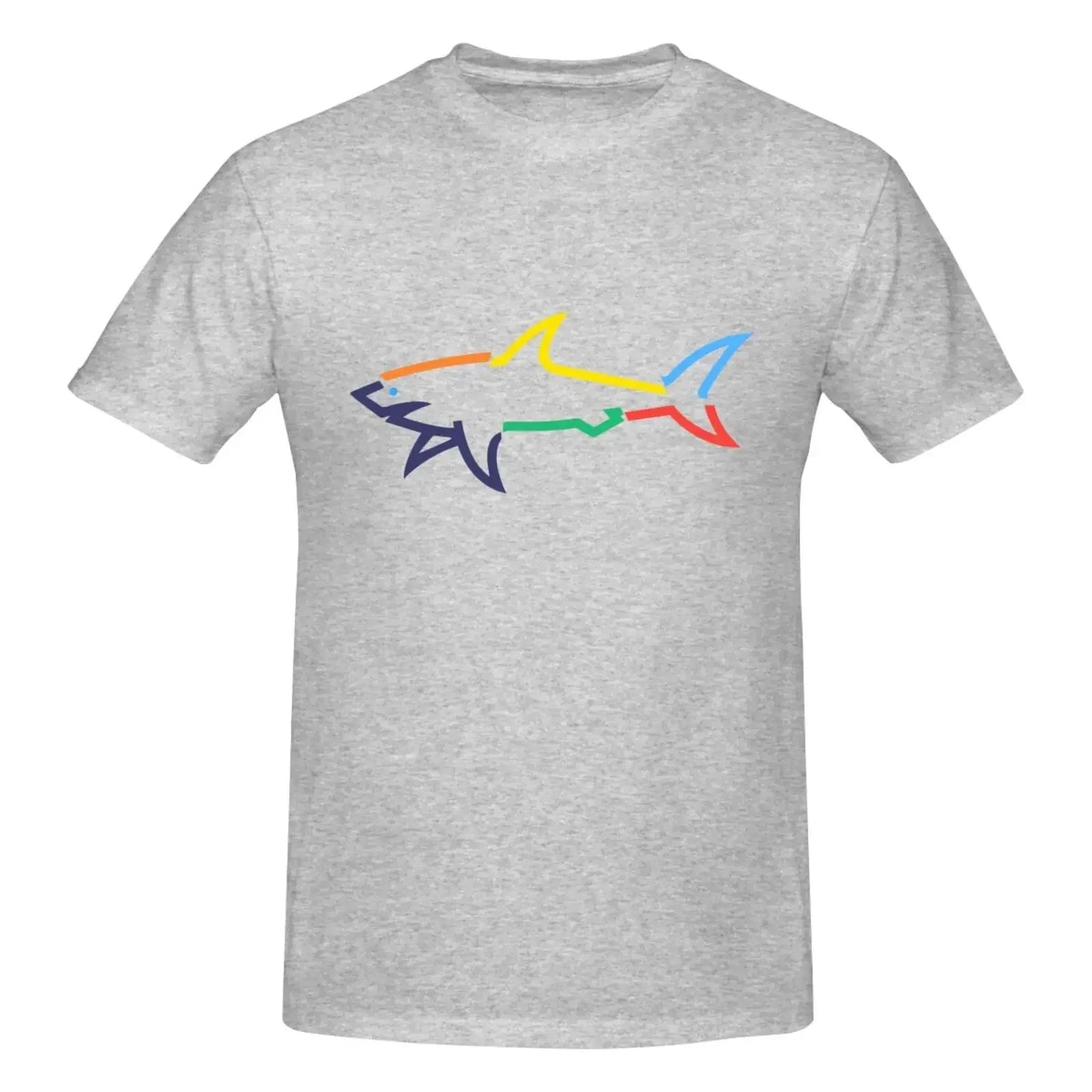 2024 New Color Shark Paul T-shirt Men's and Women's Basic Cotton T-shirt, Summer Round Neck Casual Men's T-shirt