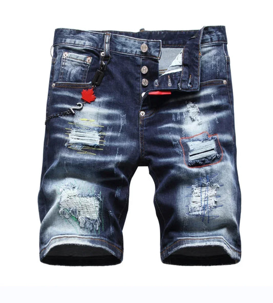 2025 Mens Jeans High-quality Luxury Brand Men Classic Blue Street Slim Fit Pants Men Stretch Skinny Denim Shorts Size 44-58