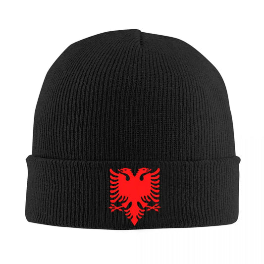 ALBANIA Flag Black Eagle On Red Knit Hat Beanie Autumn Winter Hat Warm Casual Caps Men Women Gifts