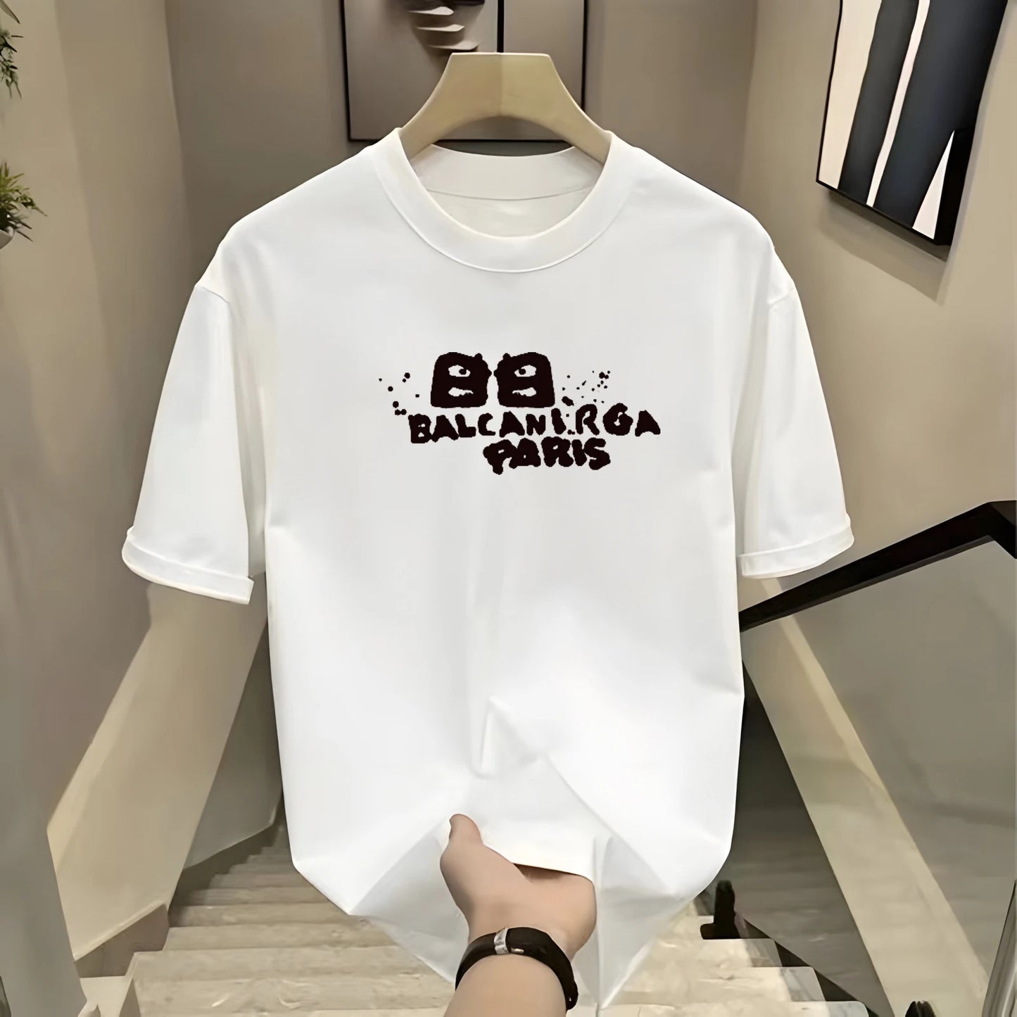 Fashion 2024 New Men's Short Sleeve T-Shirt Trendy Brand Fashion Women's Cotton Half Sleeve Crew Neck T-Shirt Bottom T-Shirt