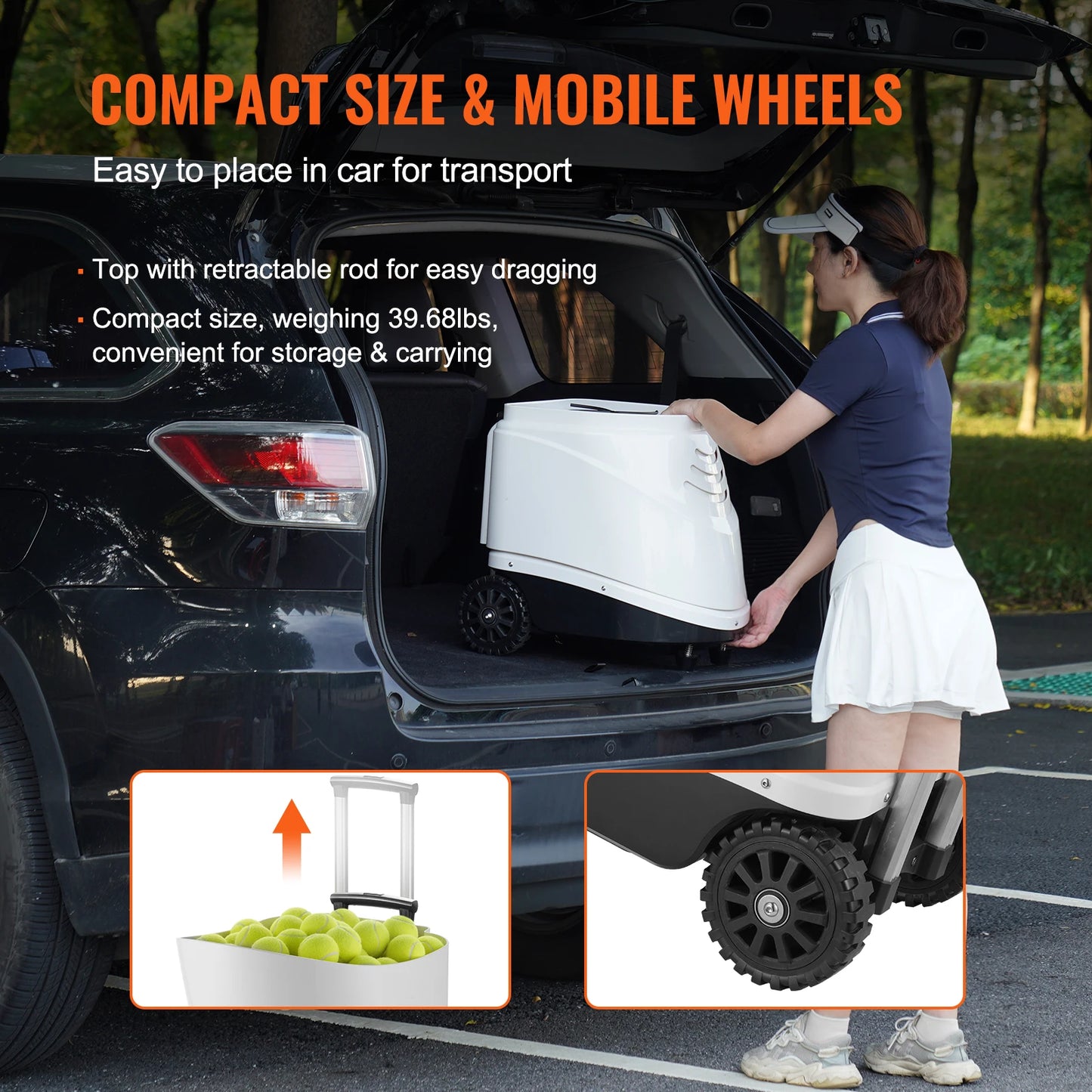 VEVOR Tennis Ball Machine Automatic Portable Tennis Ball Launcher 150Thrower 5Motors Multi-Mode 2+ Hours Play App Remote Control