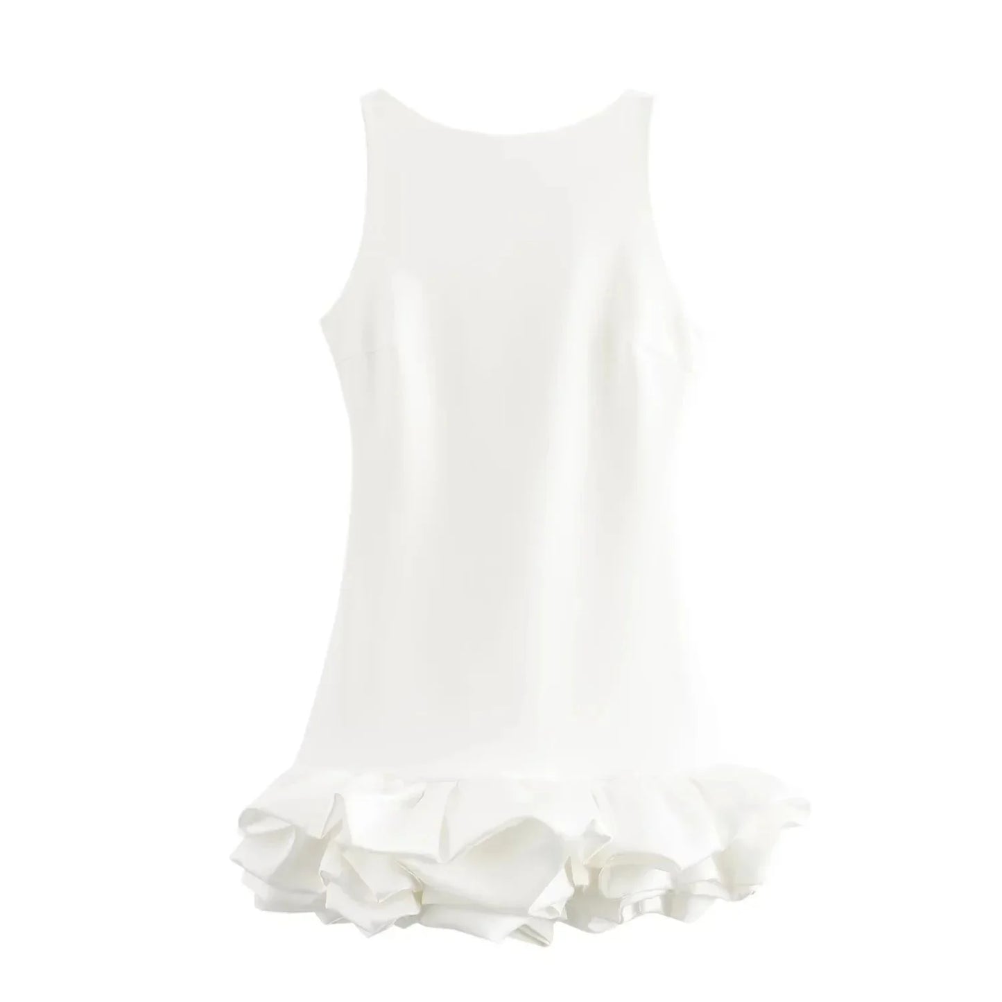 Fashionable White Sleeveless Cropped Dress For Women Quick Selling European And American Style Trendy Pleated Skirt