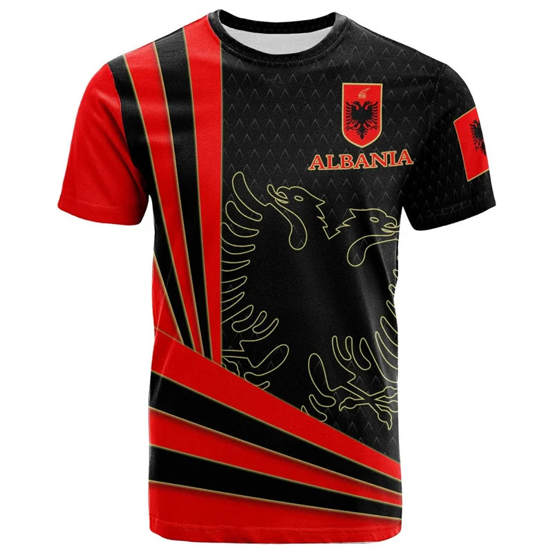 Albania Flag Graphic T Shirts Albanian National Emblem 3D Print T Shirt For Men Clothes Sport Contest Jersey Eagle Tee Boy Tops