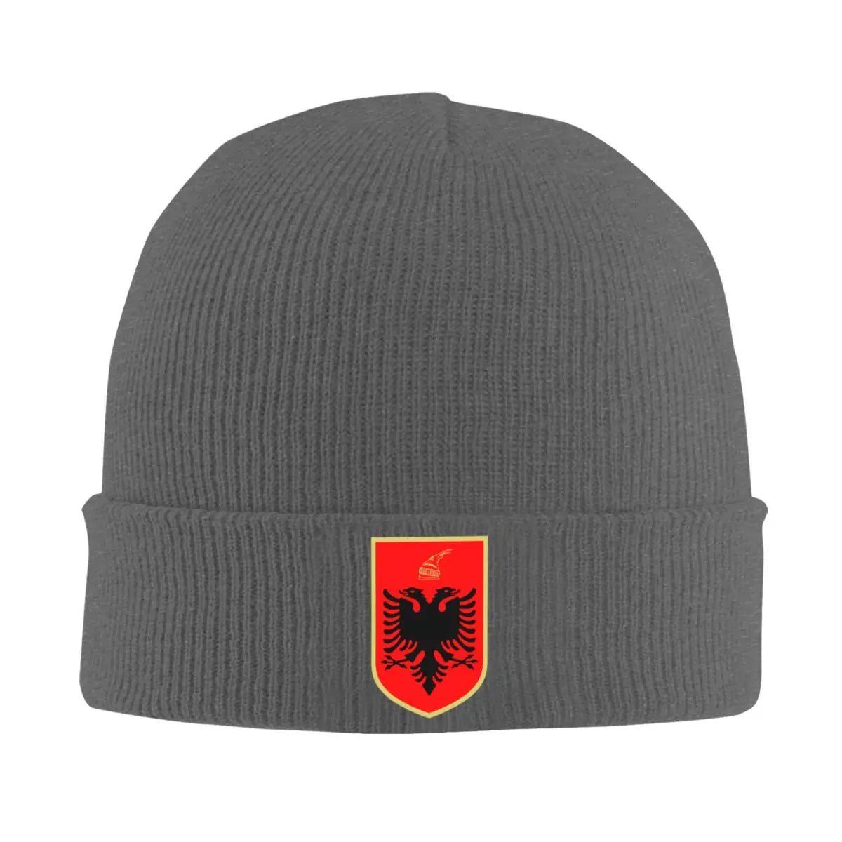 Custom Emblem Of Albania Eagle Bonnet Hats Hip Hop Knit Hat For Women Men Warm Winter Albanian Patriotic Skullies Beanies Caps