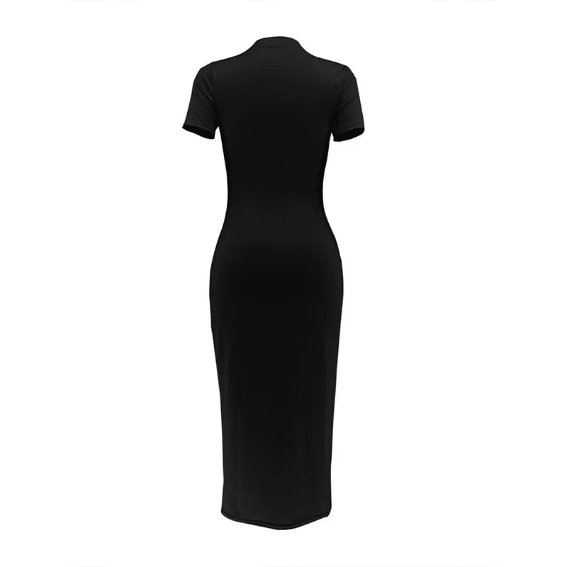 Women's PARIS printed casual slim fit dress  Sexy Outfits Ladies Birthday Party Club Sundress Short Sleeve T Shirt Dress