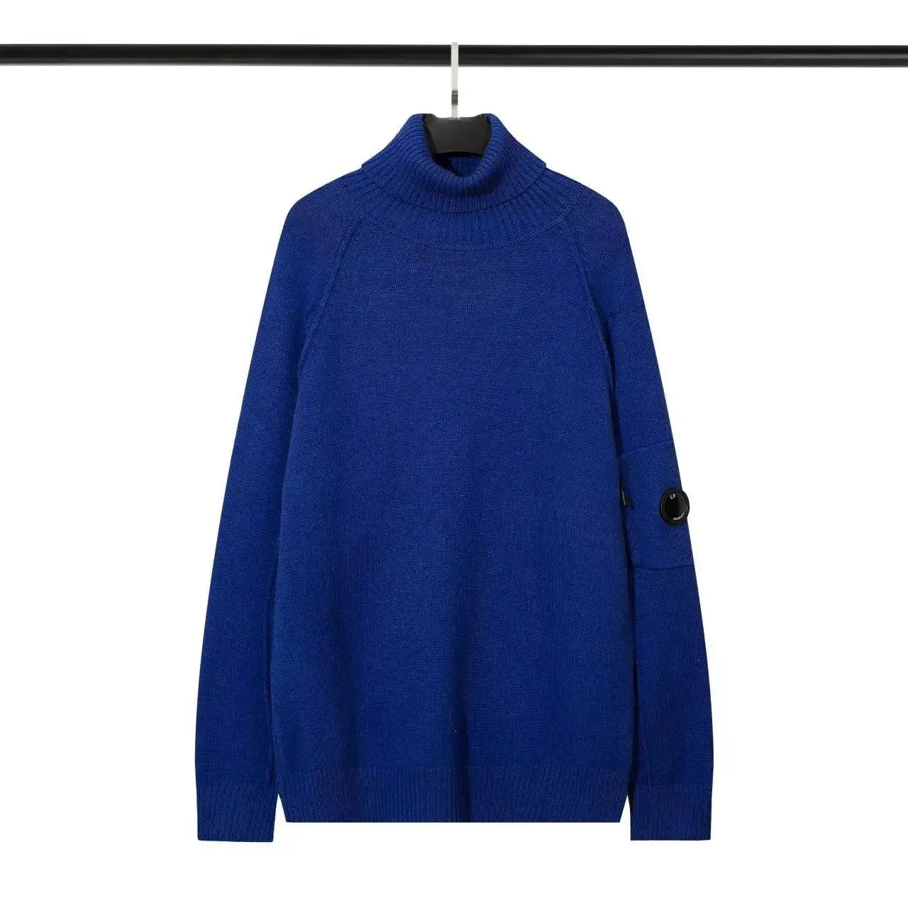 Versatile Casual Solid Color Knitted Top CP European and American Functional Lens Badge Sweater Autumn/Winter For Men and Women