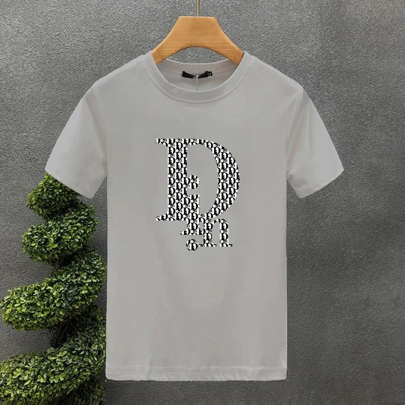 Design Letter High Quality Luxury Brand Printing Clothing T-Shirt Harajuku 100% Cotton for Men's O-Neck Short Sleeve Top Tees