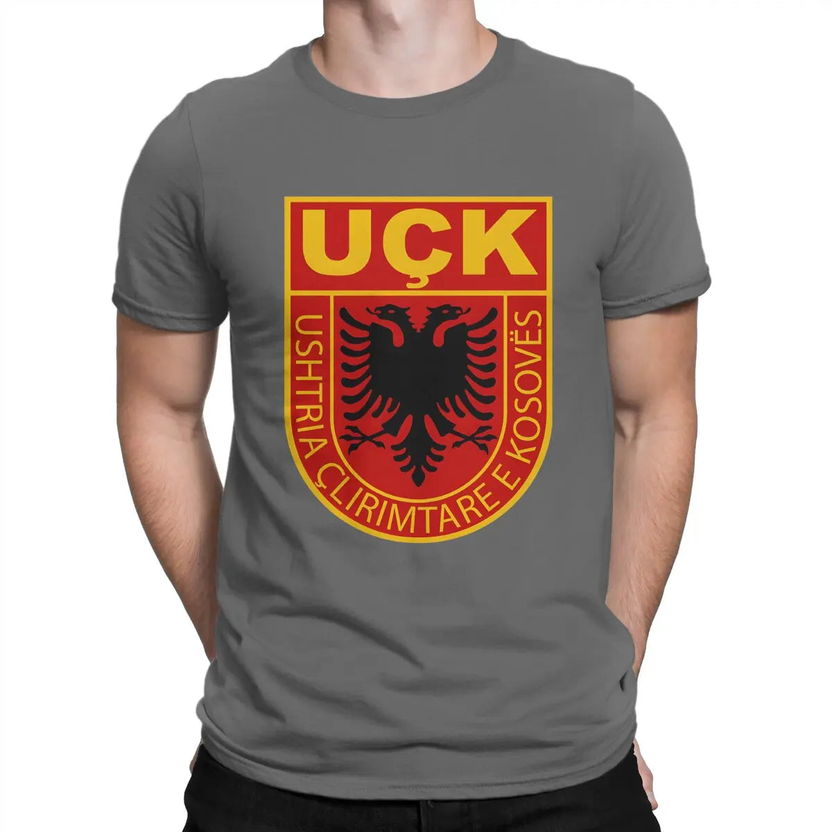 Uck T-Shirt for Men Albanian Eagle Humorous Pure Cotton Tee Shirt O Neck Short Sleeve T Shirts New Arrival Clothing