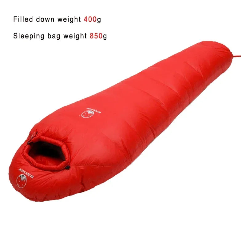 Very Warm White Goose Down Filled Adult Mummy Style Sleeping Bag Fit for Winter Thermal 4 Kinds of Thickness Camping Travel