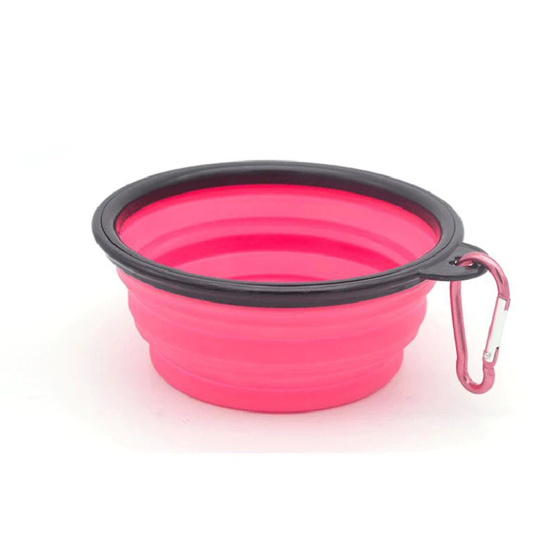 Folding Portable Silicone Dog Feeder Bowl 2 In 1 Pet Dispenser Outdoor Travel Dog Cat with Carabiner Bottle Food Water Container