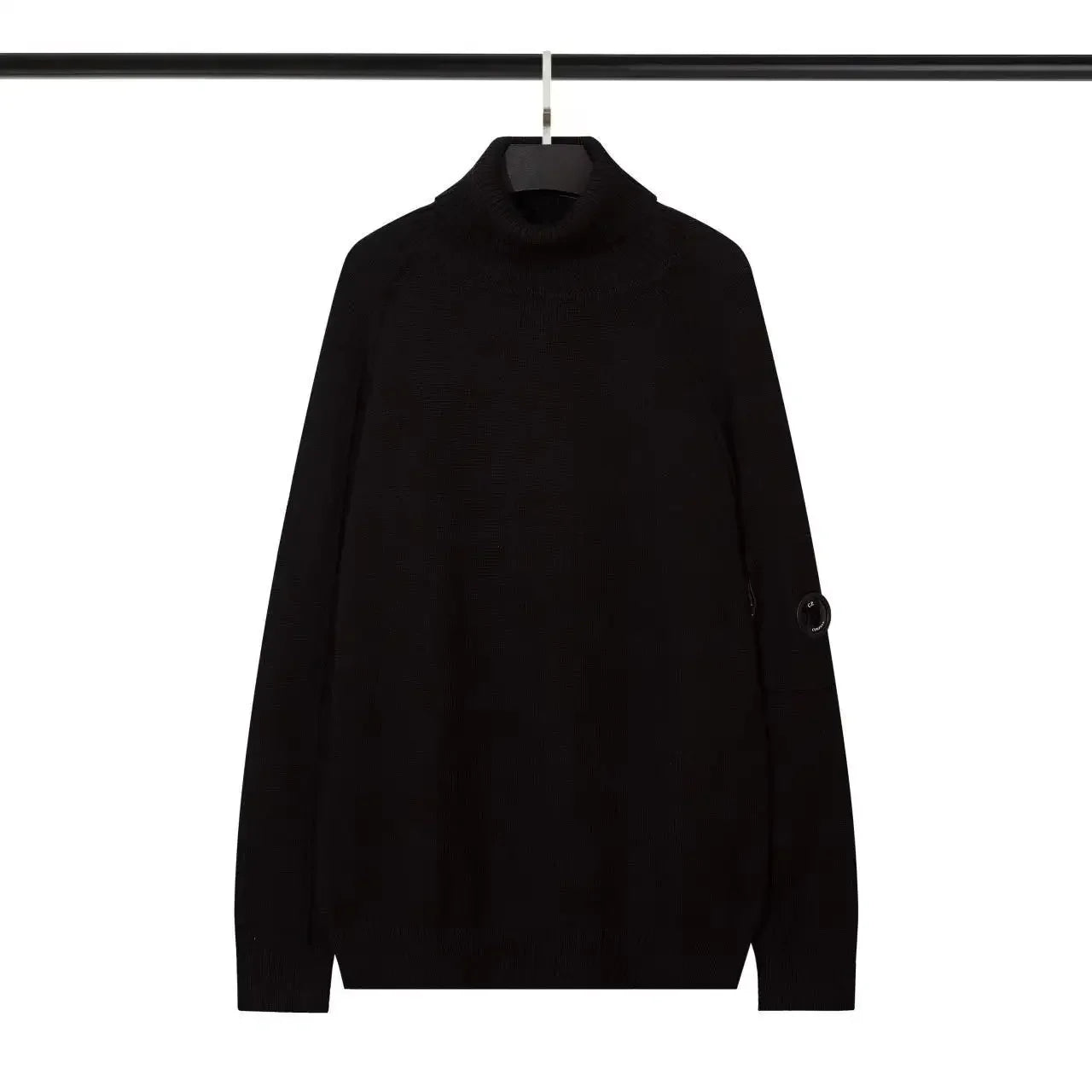 Versatile Casual Solid Color Knitted Top CP European and American Functional Lens Badge Sweater Autumn/Winter For Men and Women