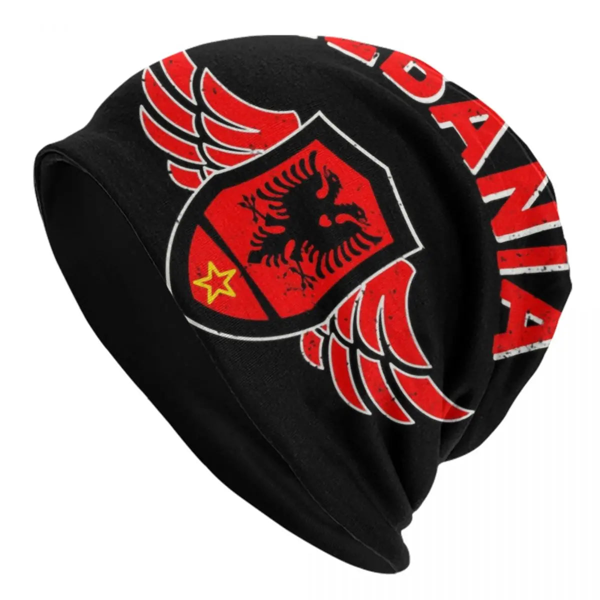 Albanian Flag Pattern Beanie Cap Unisex Winter Warm Bonnet Knitted Hats Fashion Albania Patriotic Skullies Beanies Hats For