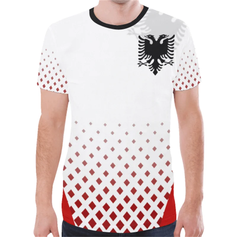 Albania Flag Graphic T Shirts Albanian National Emblem 3D Print T Shirt For Men Clothes Sport Contest Jersey Eagle Tee Boy Tops