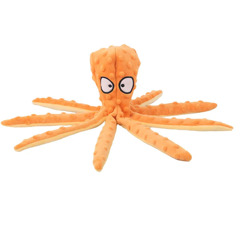 Dog Squeaky Toys Octopus Shape Plush Dog Cat Toy No Stuffing Crinkle Interactive Chew Toys for Small Large Dogs Puppy Plaything