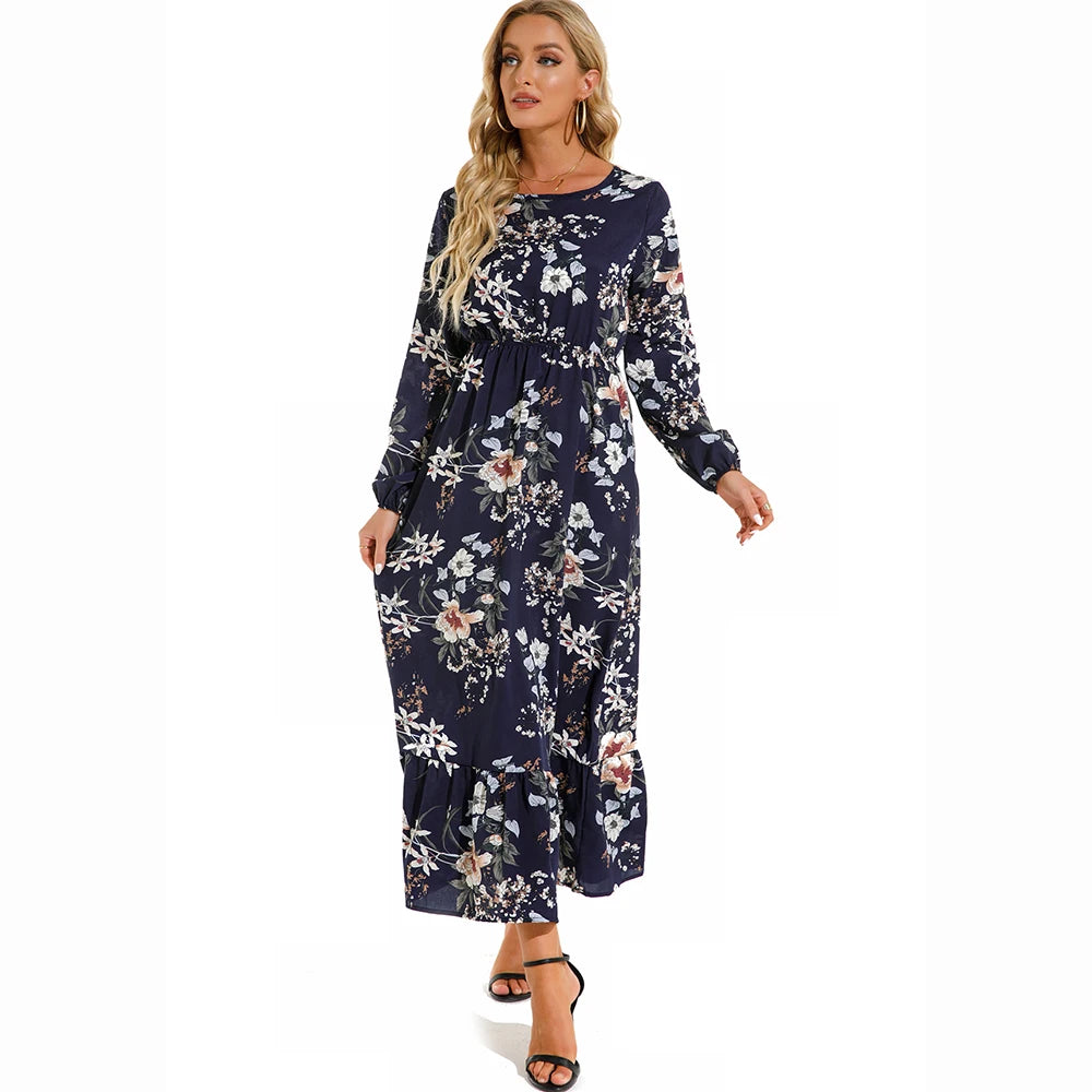 2023 Sping Summer Bohemian Women Maxi Dress Casual Long Sleeve High Waist Beach Woman Chiffon Dresses Floral Vestidoes Mujer New